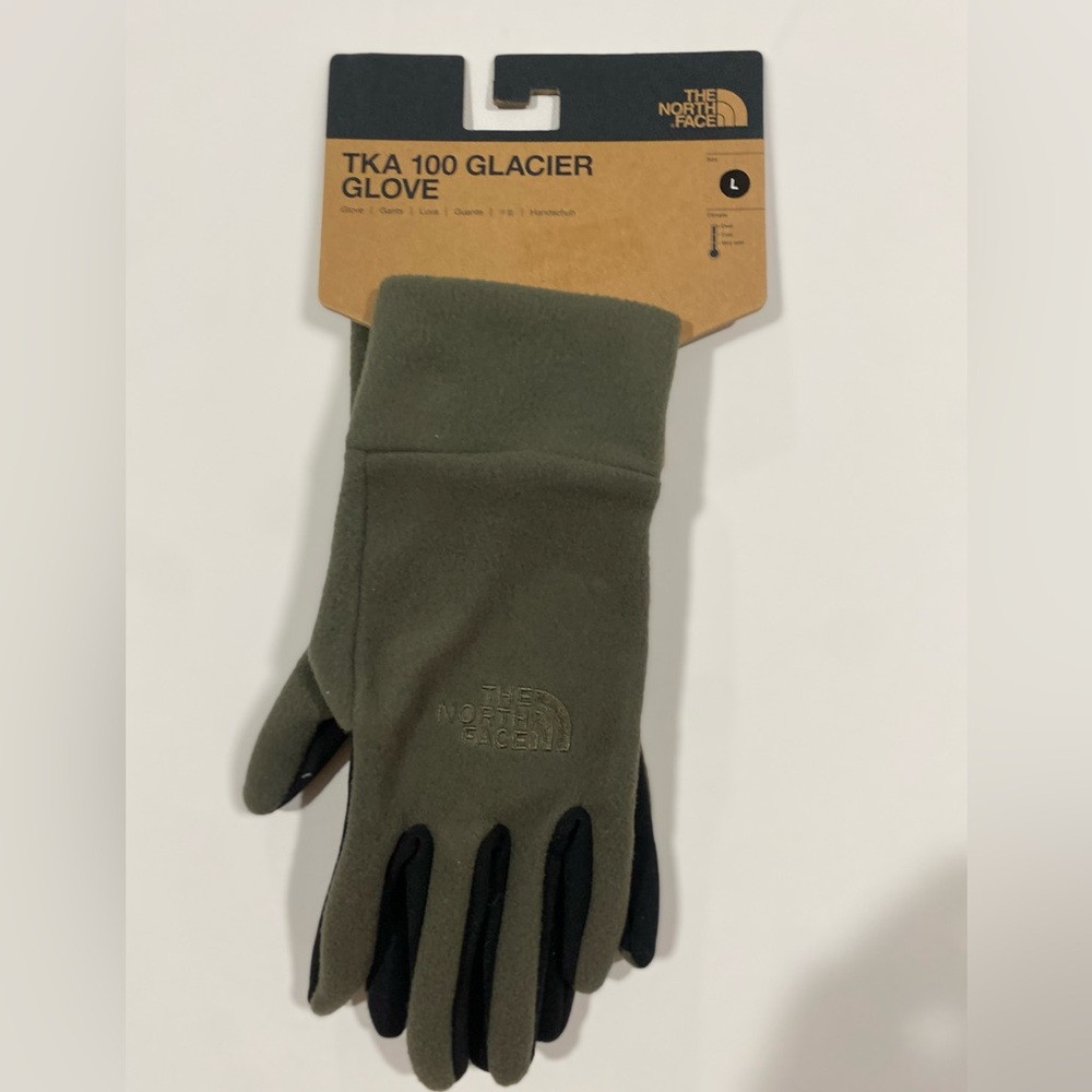 The North Face Olive and Black Glacier Gloves - Picture 2 of 5